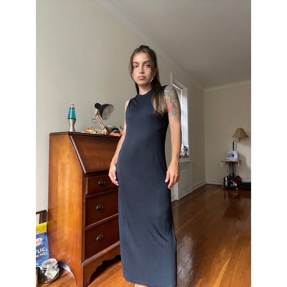 Deep Navy Sleeveless Mock Neck Maxi | size 4